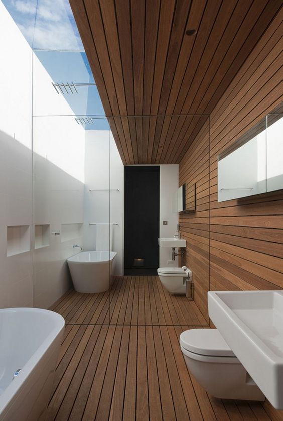 Contemporary Bathroom Wooden Floor