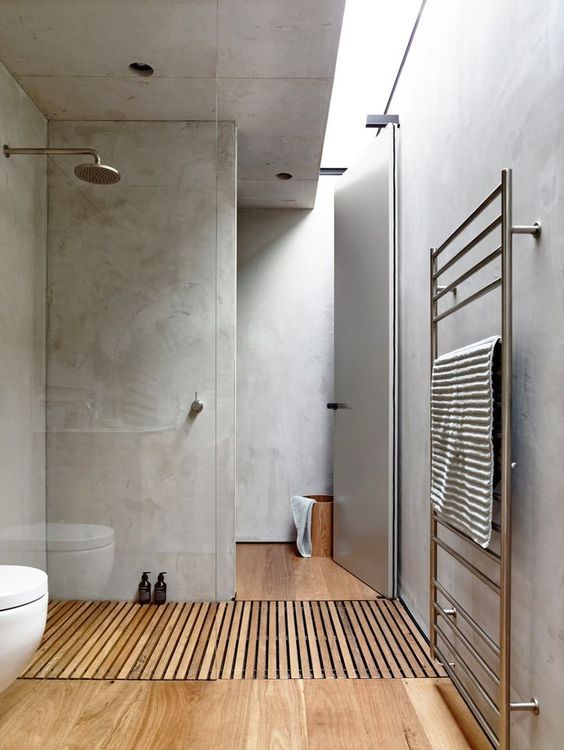 Contemporary Bathroom Wooden Floor