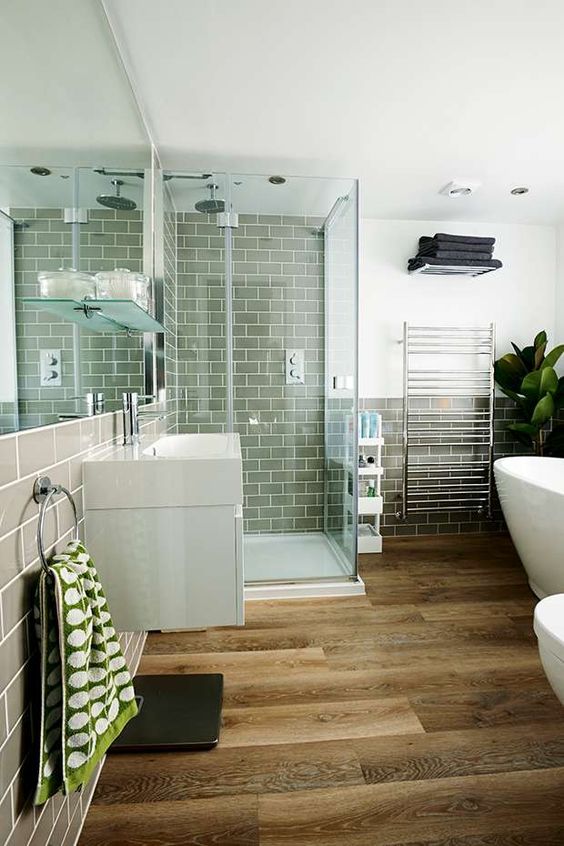 Contemporary Bathroom Wooden Floor