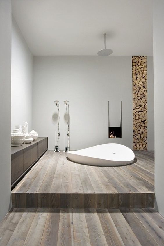 Contemporary Bathroom Wooden Floor