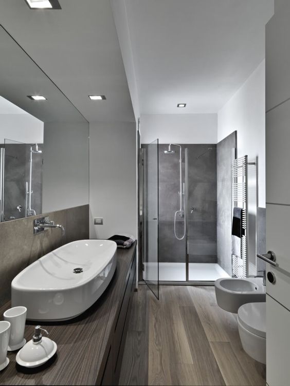 Contemporary Bathroom Wooden Floor