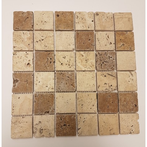 Light Noce Tumbled Travertine Mosaic