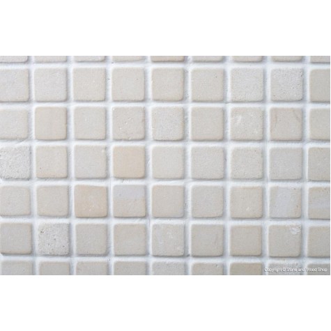 White Tumbled Limestone Mosaic 23 x 23 